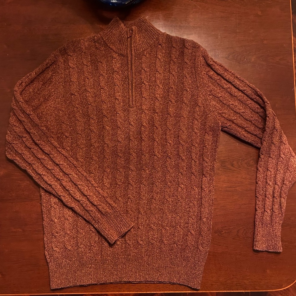 Cabela’s 1/4 zip cable knit sweater rust